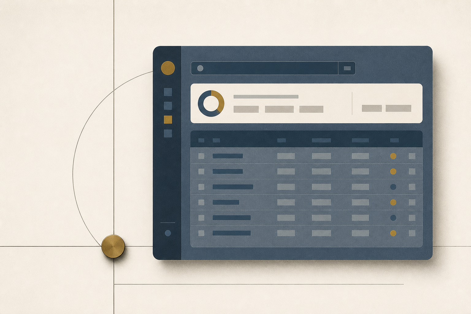 Abstract product-interface illustration for the app audit page of Fideleo