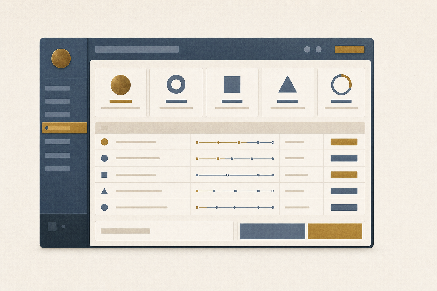 Abstract product-interface illustration for the app dashboard page of Fideleo